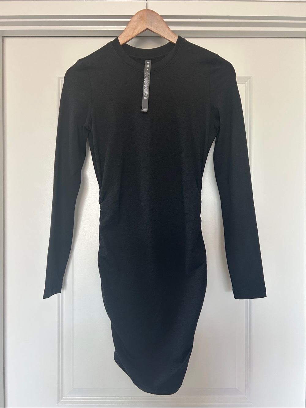 Vuori Halo Dress - Small - NEVER WORN - Charcoal Long Sleeve Ruched Bodycon